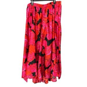 Truth NYC 3X Red Black Rose Print Full Maxi Skirt Romantic Gothic Academia